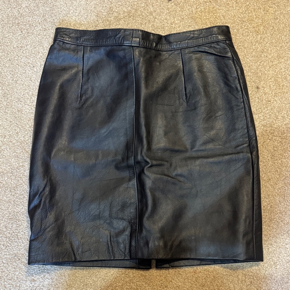 Black Genuine Leather Skirt